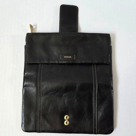Fossil Wallet Black Leather Ellis Bifold Clutch Organizer - Picture 9 of 10